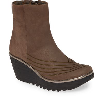 Fly London Yeni Platform Wedge Bootie - Brown