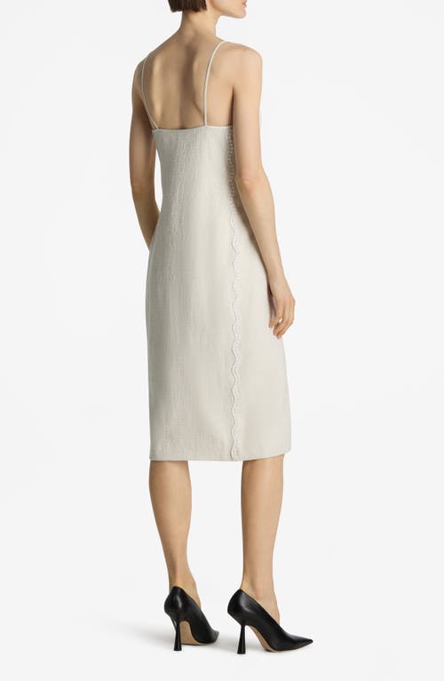 St John Mixed Media Slip Dress In Ecru Lurex Multi