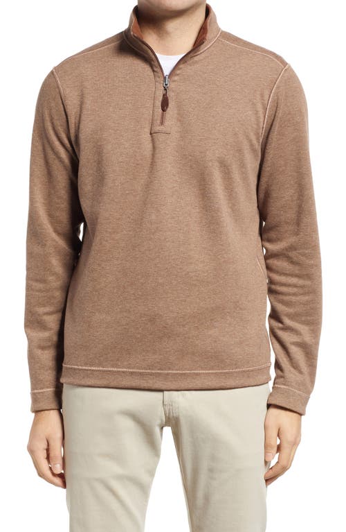 Shop Johnston & Murphy Reversible Quarter Zip Pullover In Rust/oatmeal