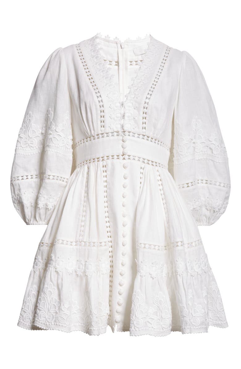 Zimmermann Pop Lace Trim Linen Minidress | Nordstrom