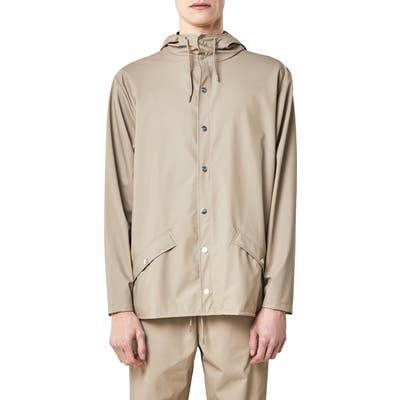 Rains Lightweight Hooded Rain Jacket, Beige