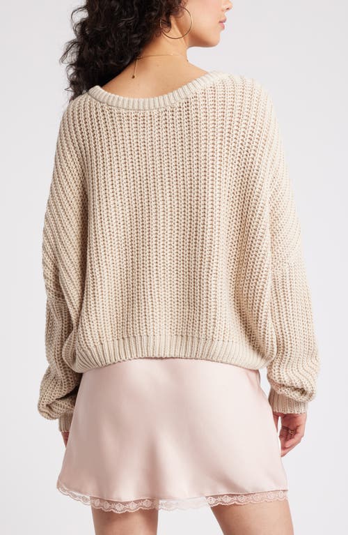 Shop Bp. Relaxed Reversible Sweater In Beige Oatmeal Heather