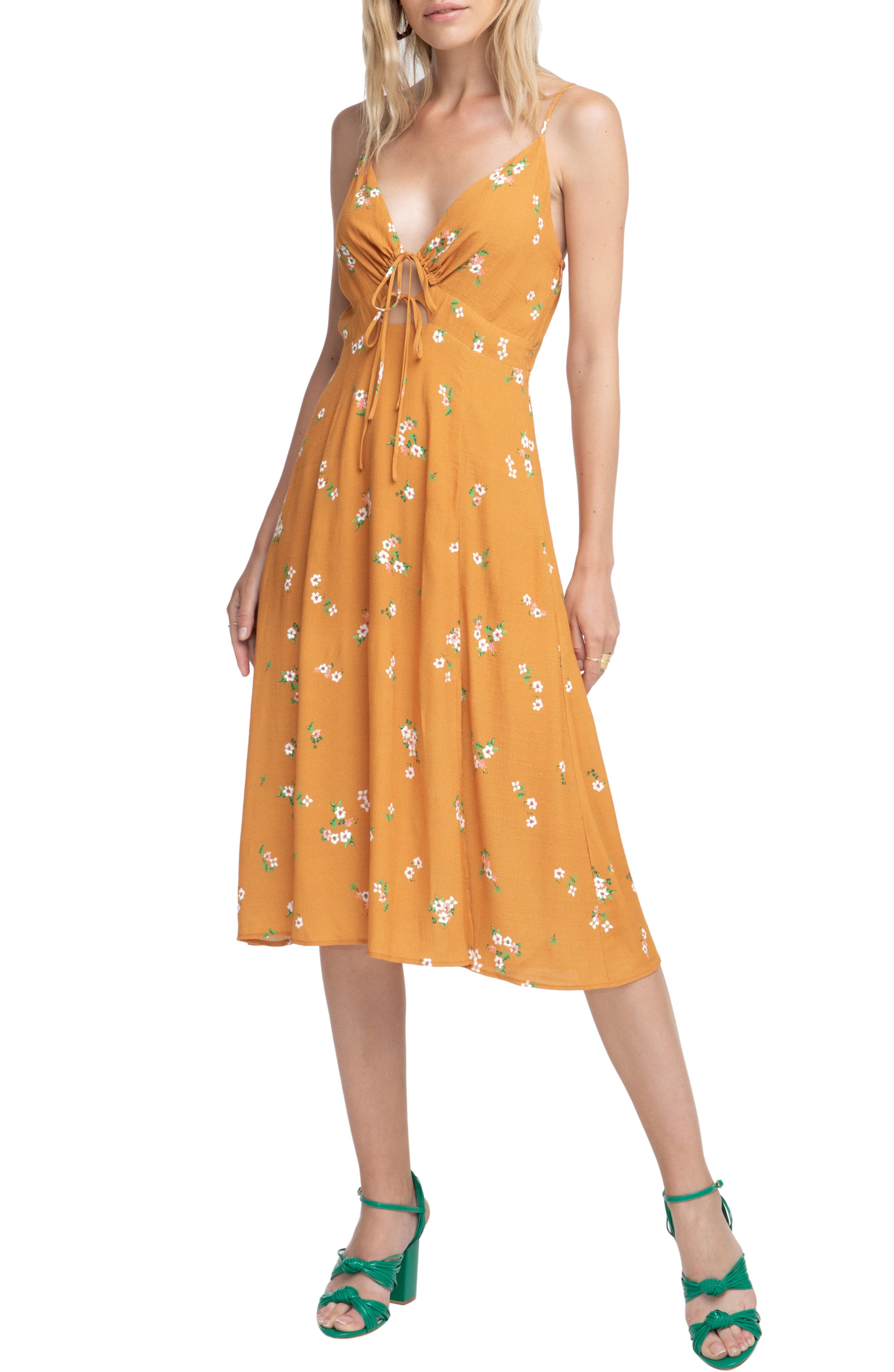 Astr The Label Collin Midi Dress, Orange