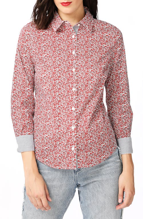 Court & Rowe Sweet Ditsy Fields Print Shirt in Bright Rouge