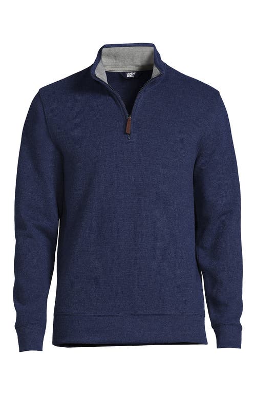 Shop Lands' End Bedford Rib Quarter Zip Sweater In Medium Denim Heather