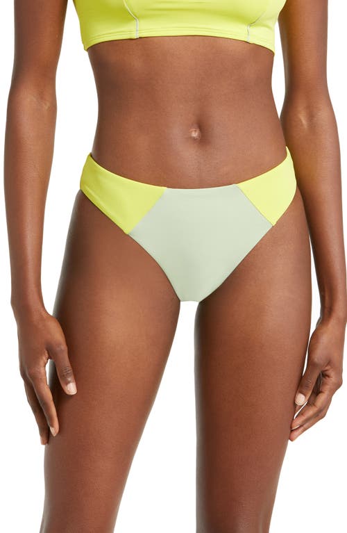 VERO MODA Emma Colorblock Bikini Bottoms in Limeade at Nordstrom, Size Medium