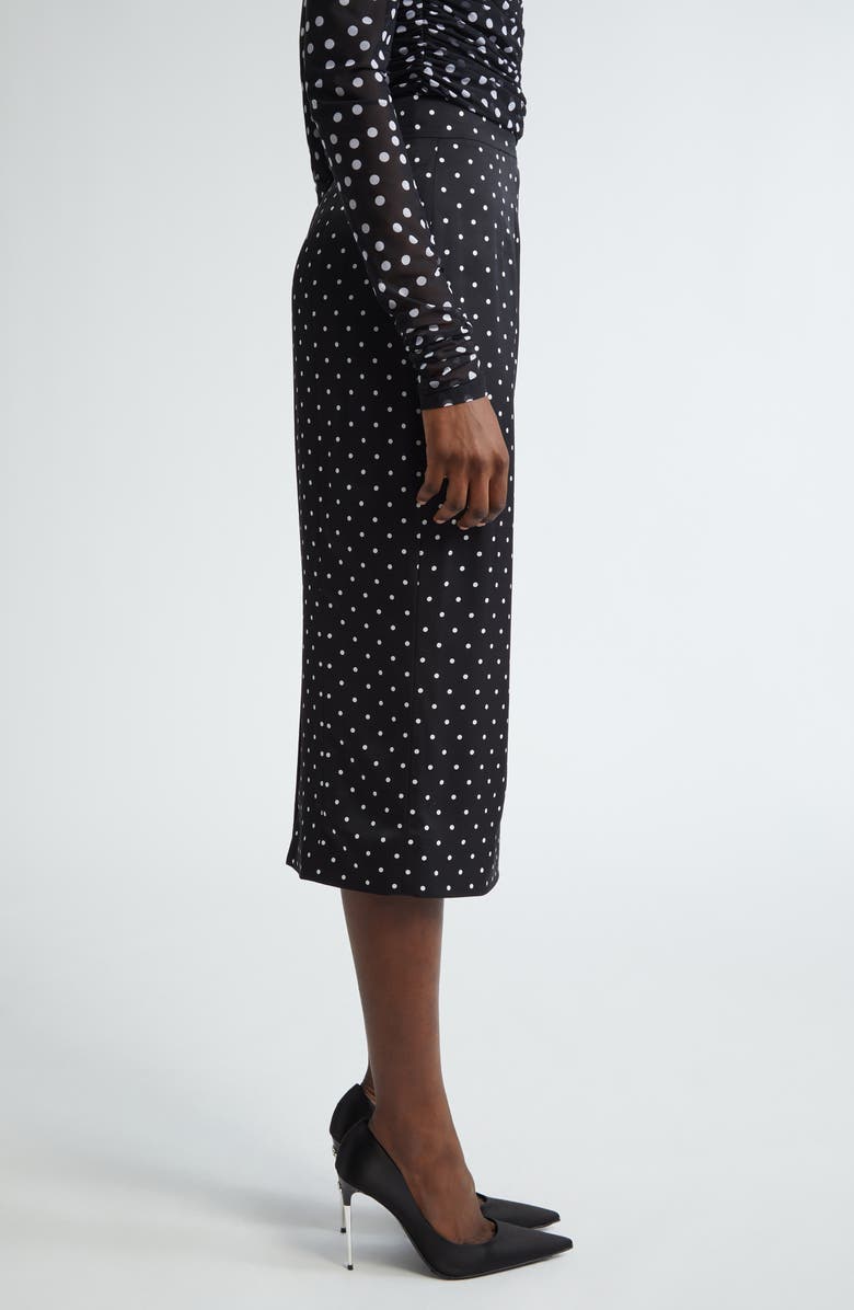 Dolce&gabbana Polka Dot Stretch Silk Pencil Skirt 