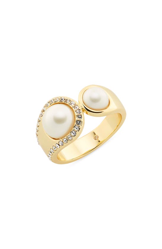 Shop Covet Cz & Imitation Pearl Cuff Ring In White