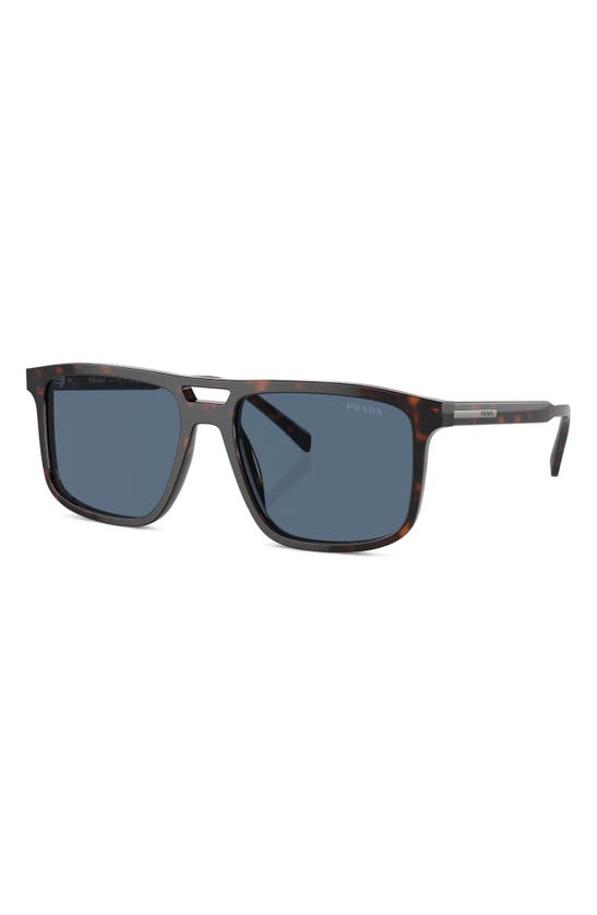 Prada 58mm Rectangular Sunglasses In Brown/ Dark Blue