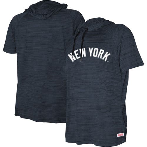 Youth Stitches Heather Navy New York Yankees Raglan Short Sleeve Pullover Hoodie