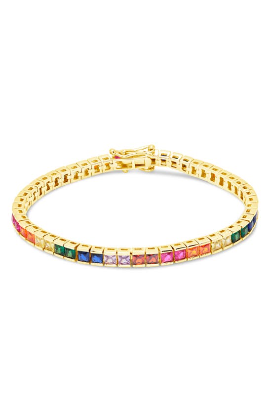 Sterling Forever Square Cut Channel Bracelet In Gold