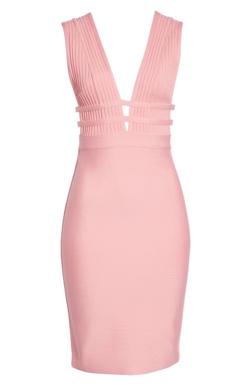 Shop Bebe Plunge Neck Bandage Dress In Hot Pink