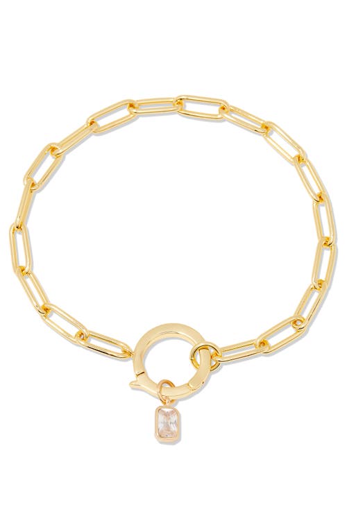 Colette Birthstone Paper Clip Chain Bracelet in Gold - April