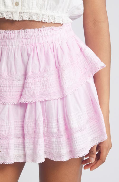 Shop Loveshackfancy Tiered Ruffle Cotton Miniskirt In Peony Pink