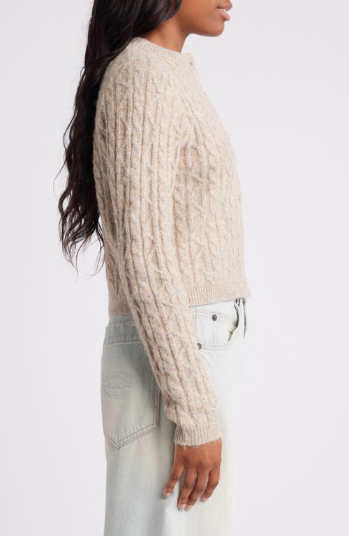 Shop Topshop Cable Stitch Crop Cardigan In Stone