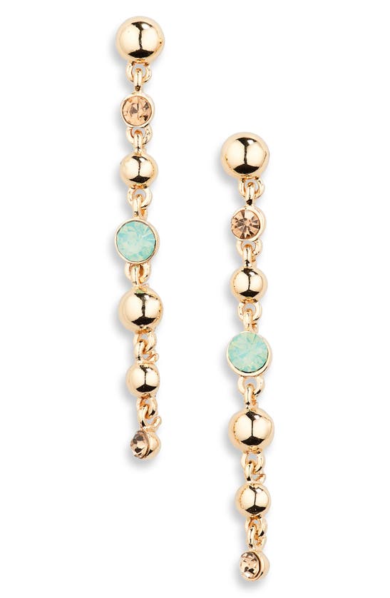 Shop Nordstrom Rack Dot Stone Linear Earrings In Teal- Gold