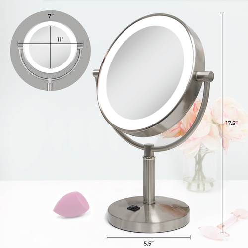 Shop Zadro Laguna Lighted Makeup Mirror With 5x/1x Magnifications In Satin Nickel