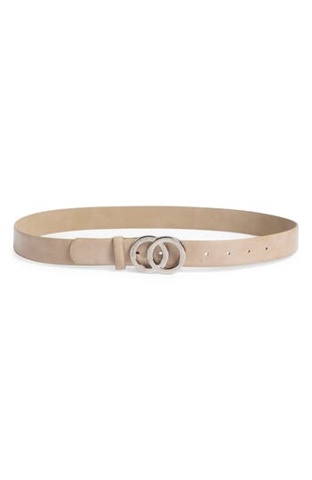 Vince Camuto Logo O-ring Buckle Belt In Taupe