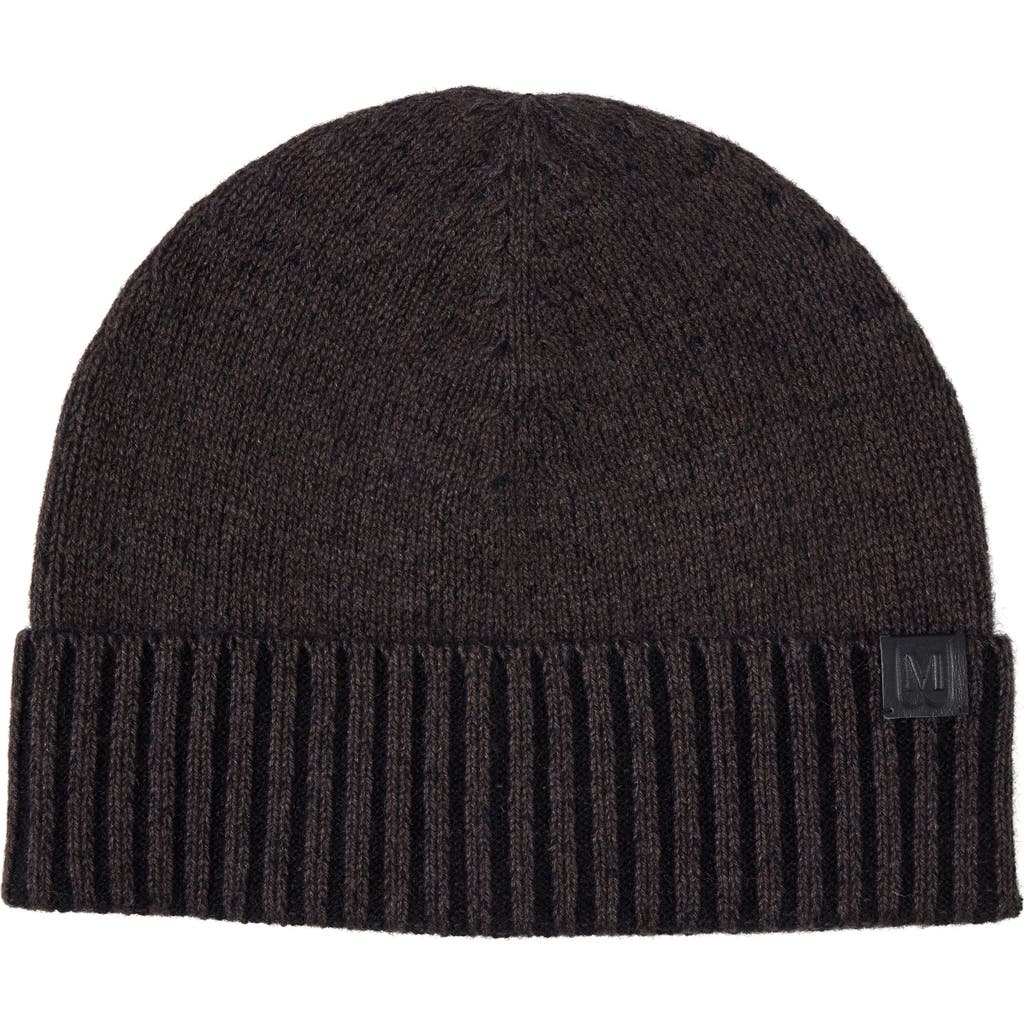 Bruno Magli Marled Ribbed Cuff Cashmere Beanie In Brown/black
