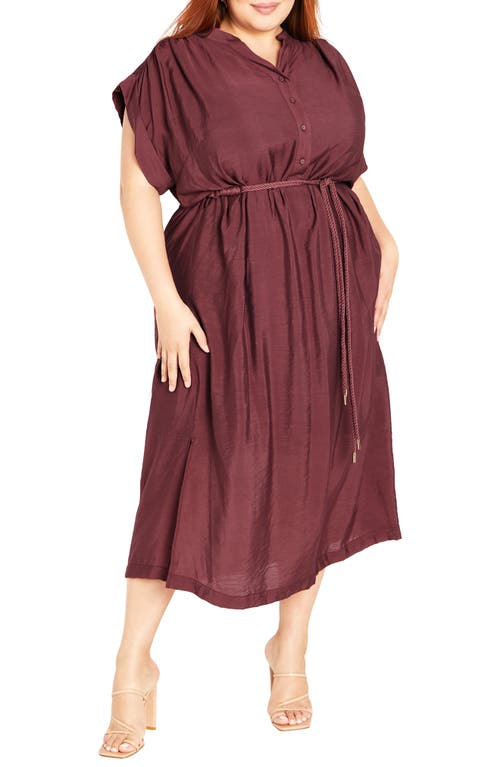 City Chic Rosemary Cap Sleeve Dress in Deep Rose at Nordstrom