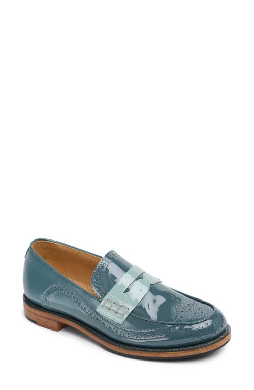 Shop The Office Of Angela Scott Wingtip Penny Loafer In Teal