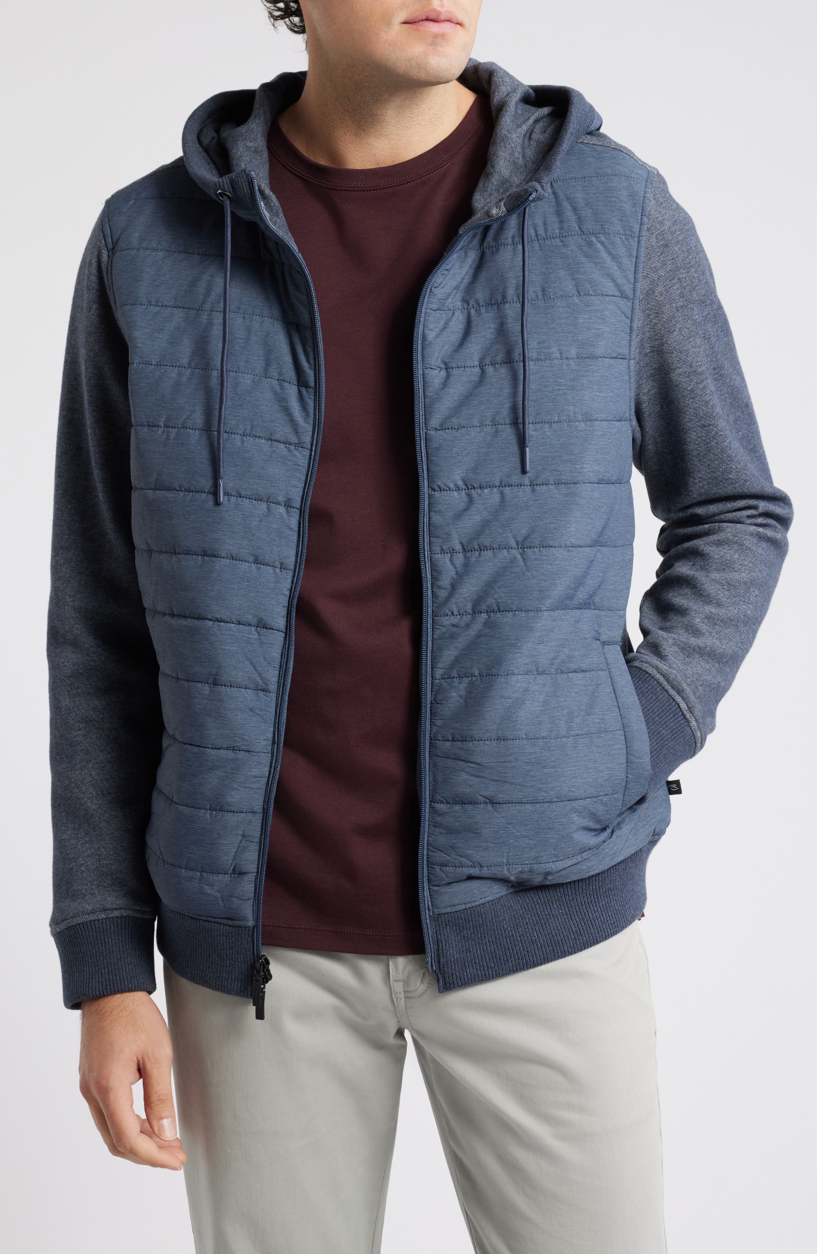 Robert Barakett Cowandame Mixed Media Quilted Jacket in Navy 