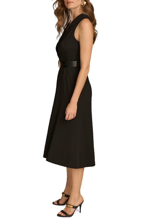 Shop Donna Karan New York Belted Sleeveless Midi Dress In Black