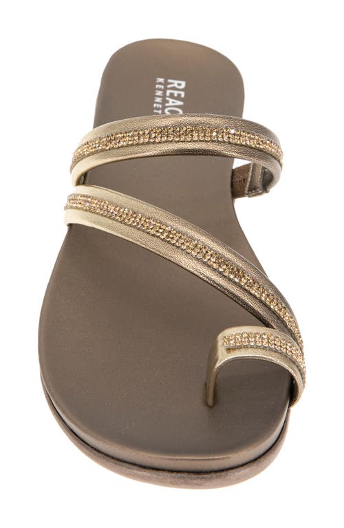 Reaction Kenneth Cole Gia Crystal Strap Slide Sandal In Bronze