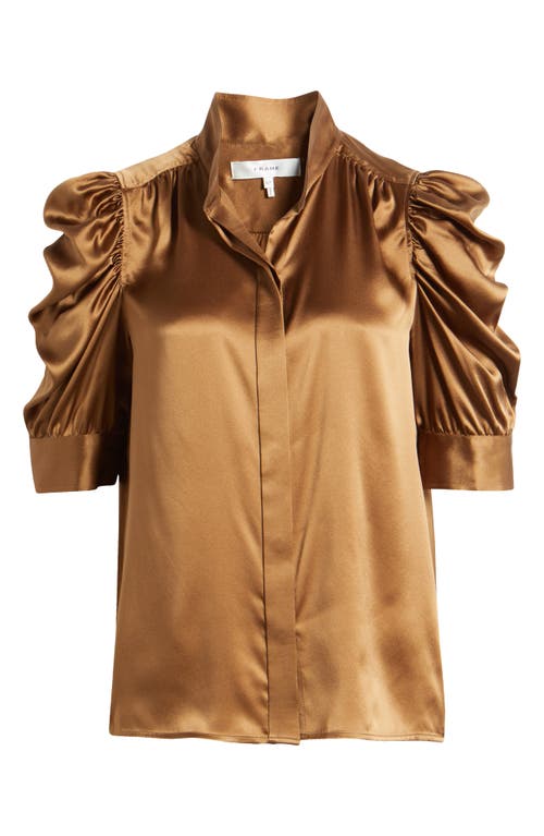 Shop Frame Gillian Silk Button-up Shirt In Cinnamon