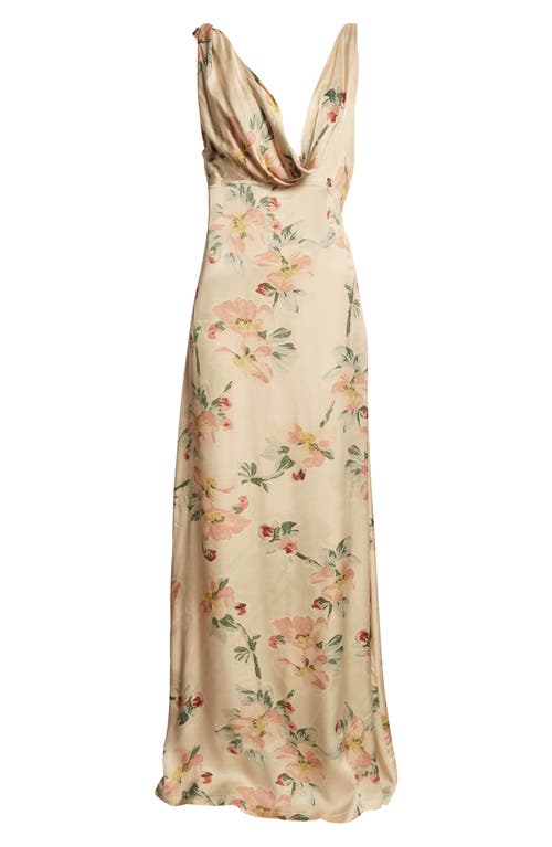 Shop Totême Toteme Floral Print Twist Drape Maxi Dress In Washed Floral