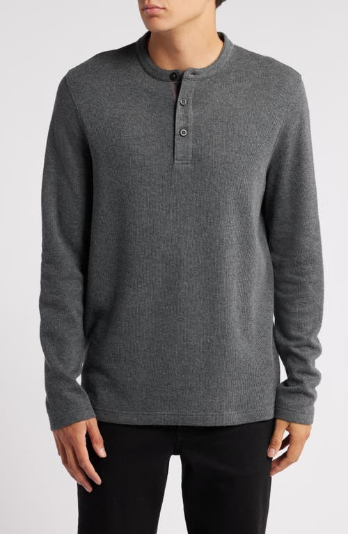 Shop Treasure & Bond Double Knit Henley In Grey Dark Heather