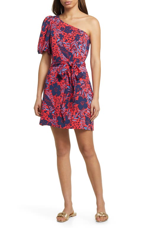 Lilly Pulitzer® Brialyn One-Shoulder Romper in Ruby Red Heron My Own