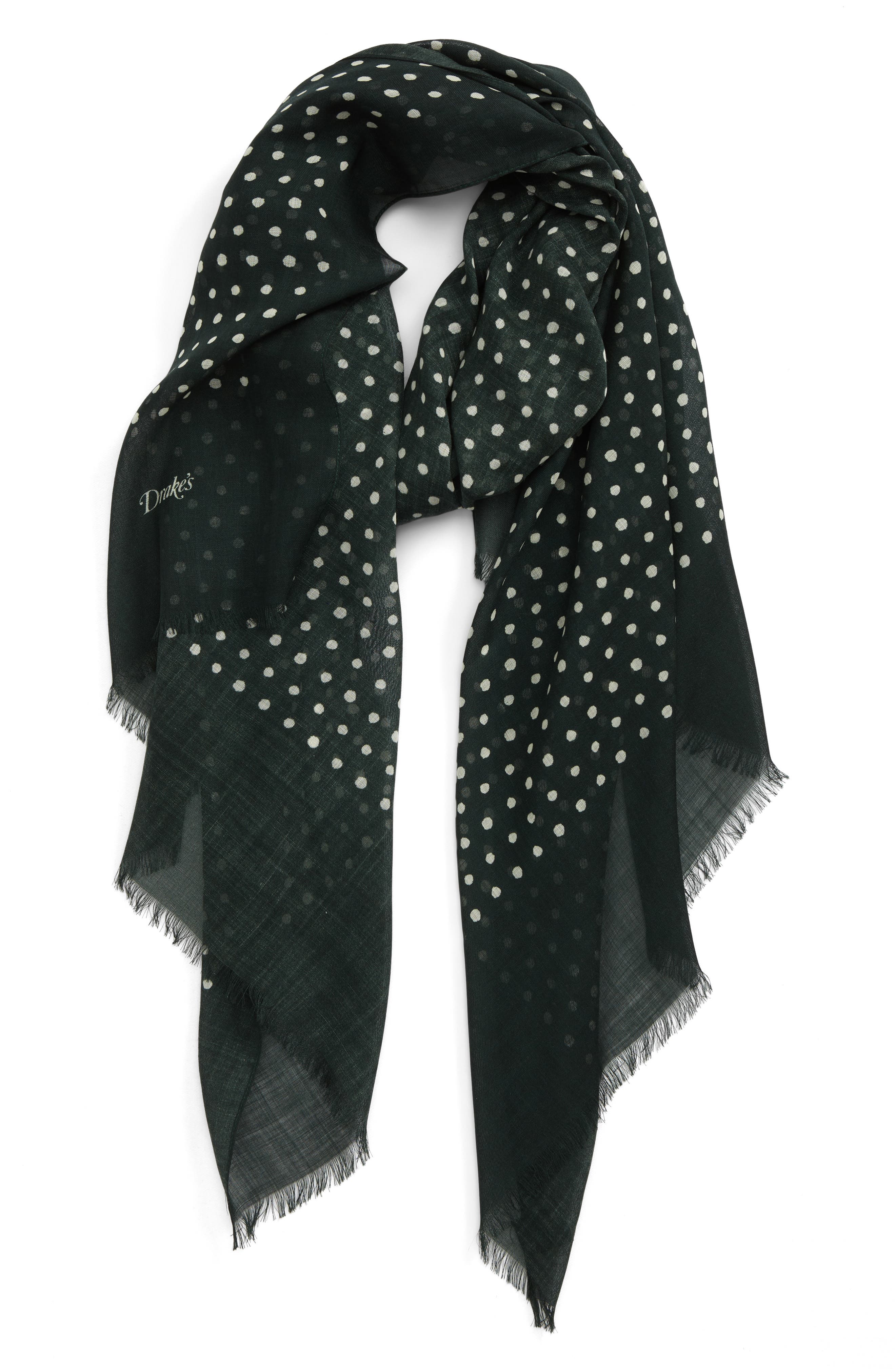 Ladies luxury wool shawl wool scarf in grey dark shades polka dot heavy scarf 