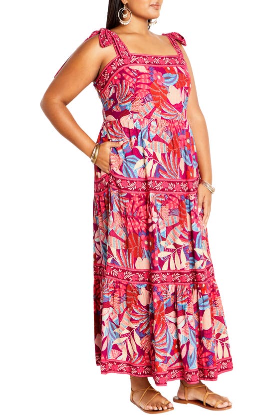 City Chic Paradiso Floral Maxi Sundress In Paridiso
