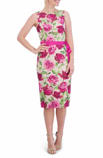 Adrianna Papell Floral Jacquard Fit & Flare Cocktail Midi Dress