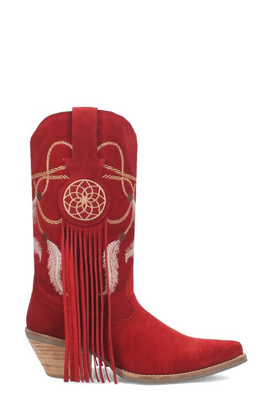 Dingo Day Dream Fringe Embroidered Western Boot In Red