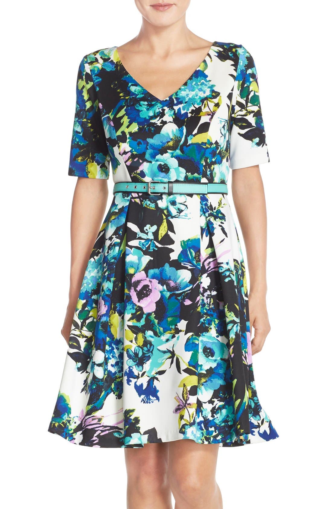 Chetta B Flower Print Fit & Flare Dress | Nordstrom