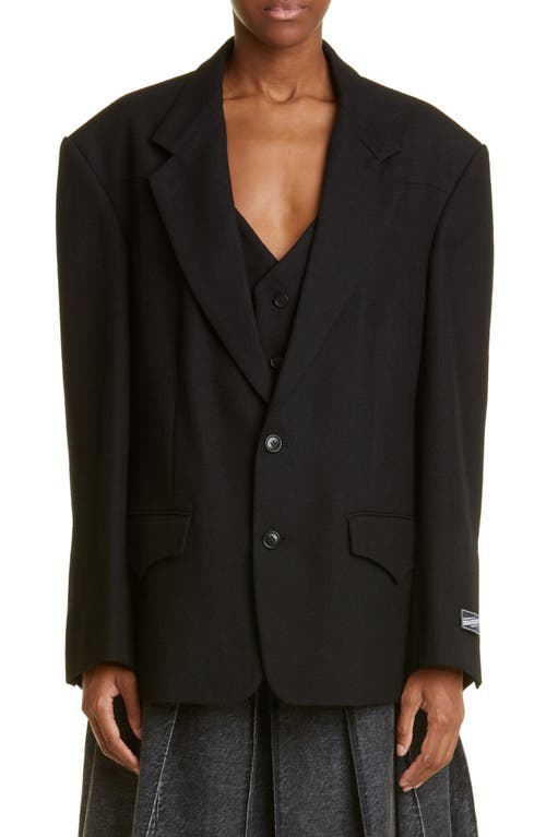 Commission Gender Inclusive Roadhouse Oversize Single Breasted Wool Blazer in Black
