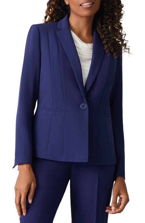 Kasper Crepe One-button Blazer In Navy