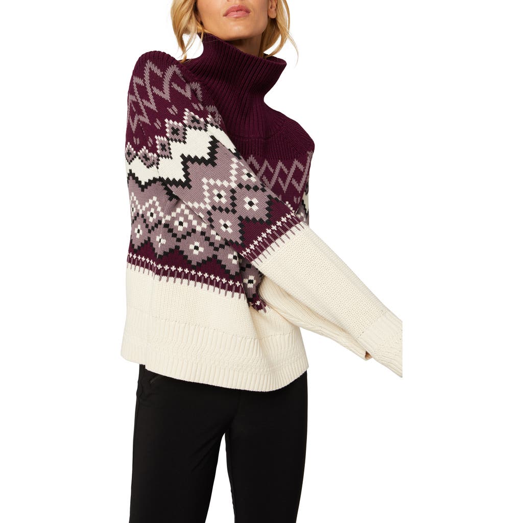 Alp N Rock Leighton Oversize Fair Isle Mock Neck Sweater in Purple