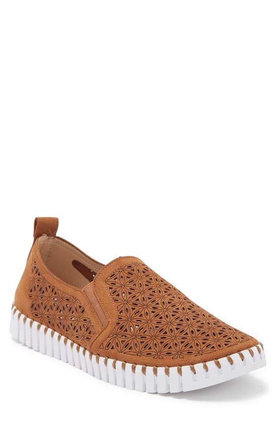 Ilse Jacobsen Tulip Laser Cut Slip-on Sneaker In Tannin