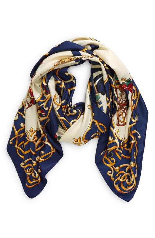 Bow Cart Scarf in Ivy/navy