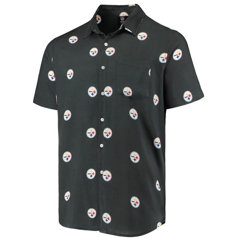 FOCO Men's Black Pittsburgh Steelers Big Logo Button-Up Woven T-Shirt