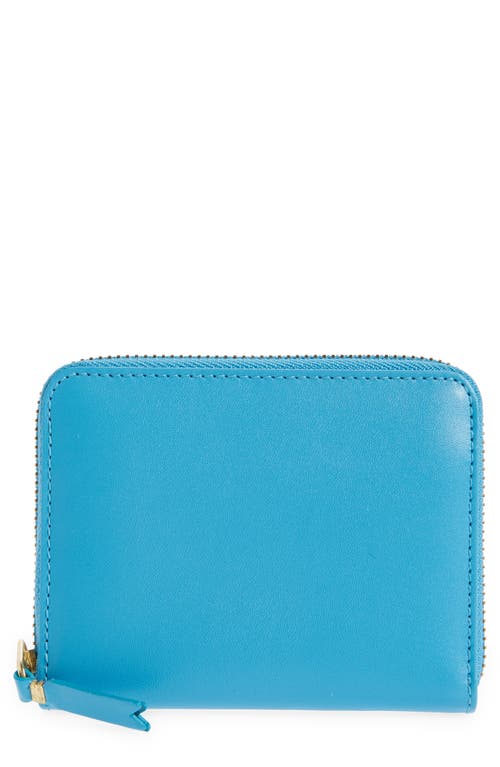 Classic Leather Zip Accordion Wallet in Blue