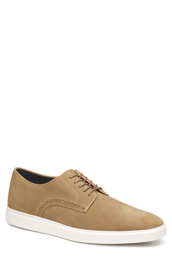 Johnston & Murphy Brody Plain Toe Derby In Taupe Suede