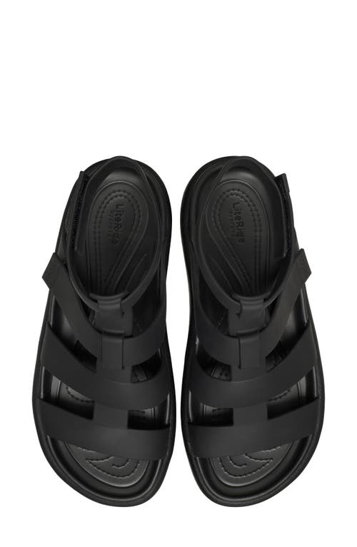 Shop Crocs Brooklyn Luxe Water Resistant Gladiator Fisherman Slide Sandal In Black/black