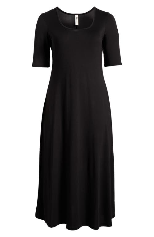 Shop 24seven Comfort Apparel Scoop Neck Jersey Maxi Dress In Black