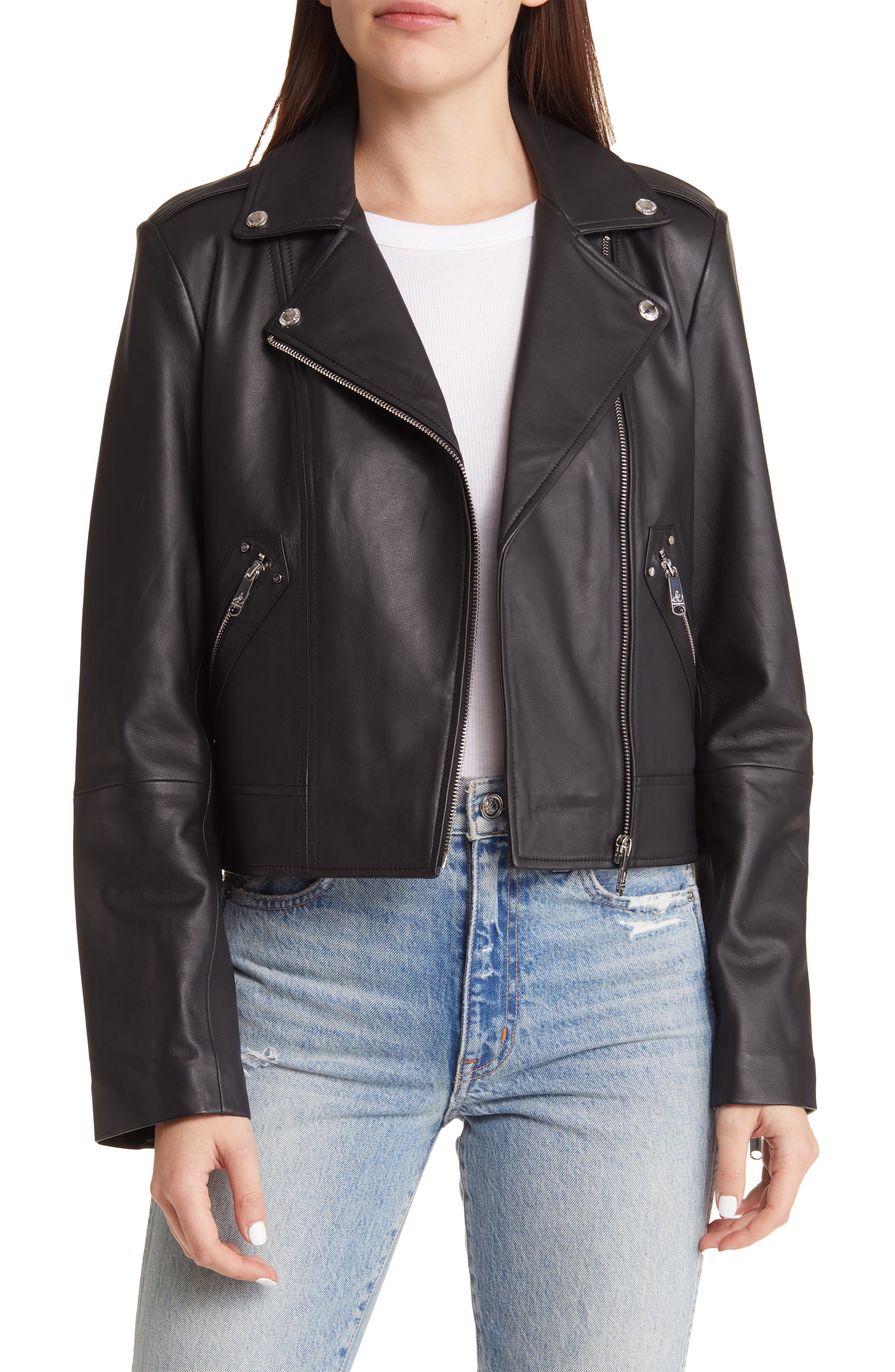 Sam edelman hotsell cropped leather jacket