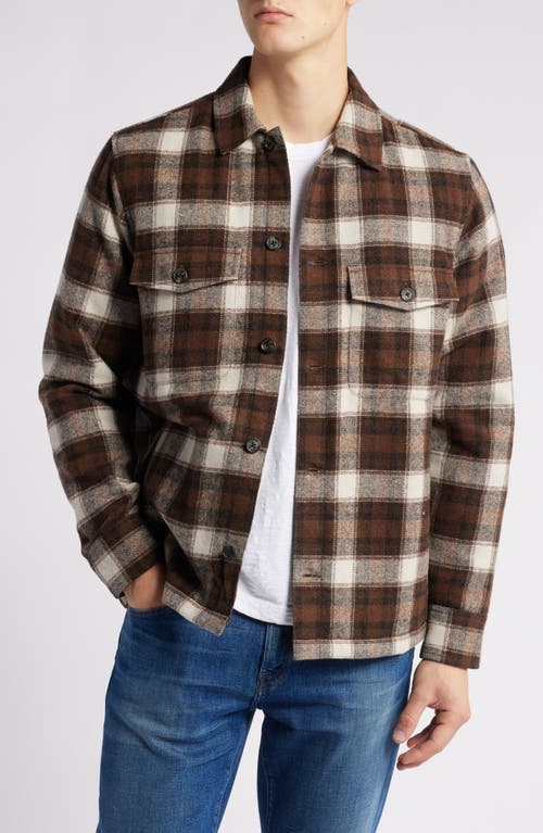 Treasure & Bond Plaid Flannel Button-up Shirt Jacket In Brown- Ivory Dash Plaid