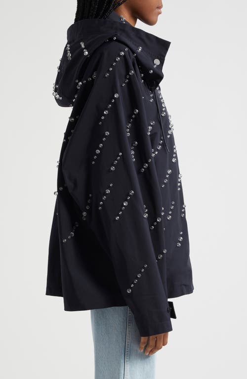 3.1 Phillip Lim Crystal Detail Hooded Cotton Blend Utility Jacket In Midnight